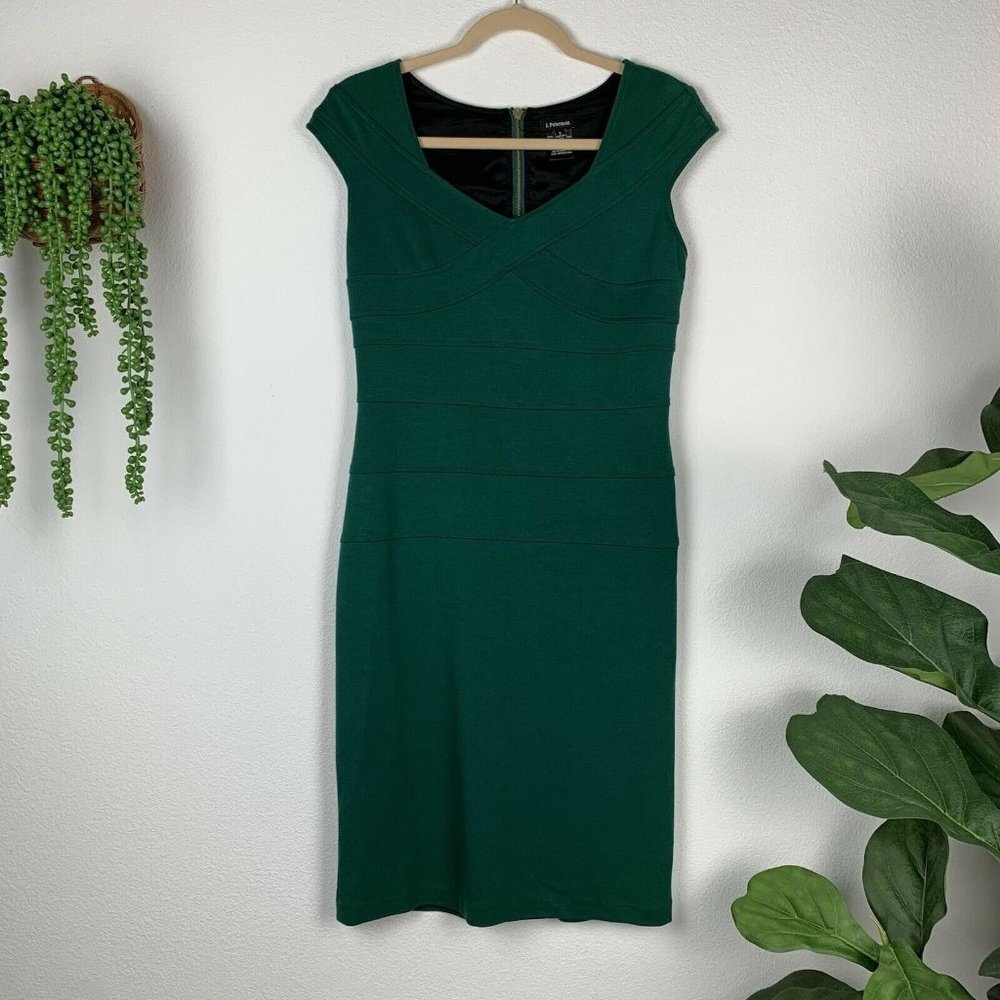 J. Peterman Women's 4 Green Bandage Midi Sheath Dress